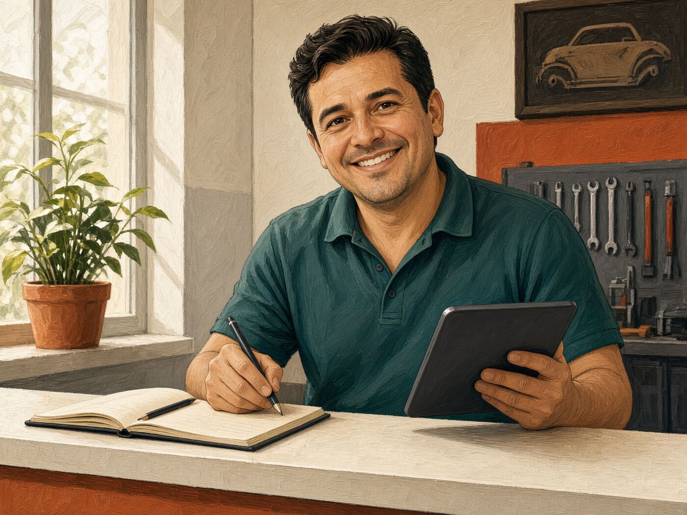 Advisor with a tablet
